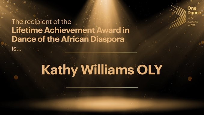 Kathy Williams receives the One Dance UK Lifetime Achievement Award in Dance of the African Diaspora